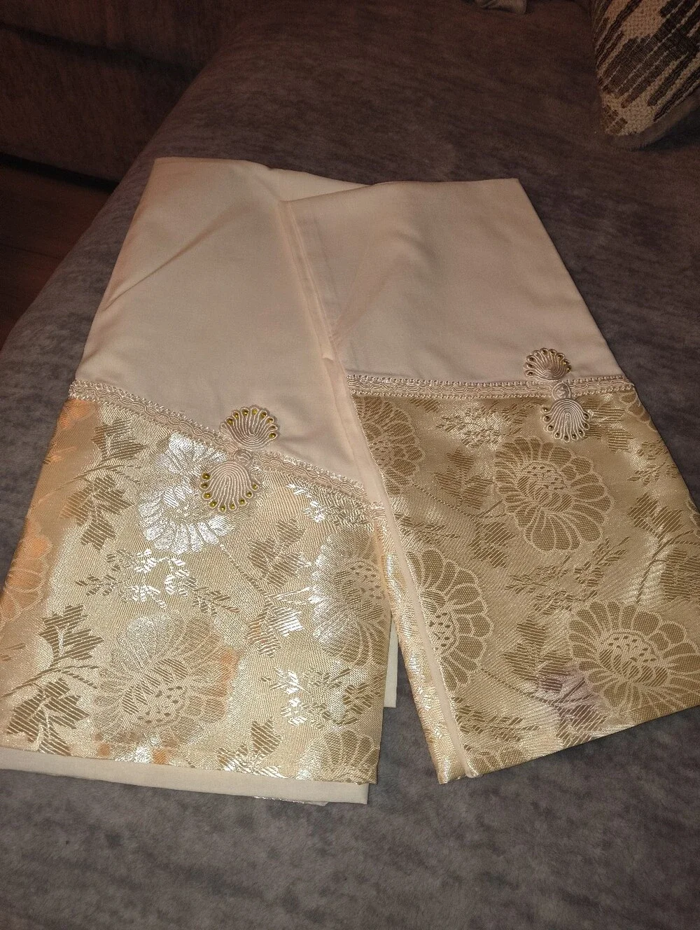 Elegant Cream and Gold Decorative Pillow Cases